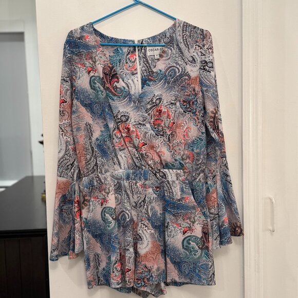 Paisley romper - blue orange and white. - Picture 2 of 9